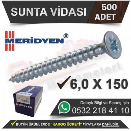 6,0x150 Sunta Vidası 50 Adet | Meridyen